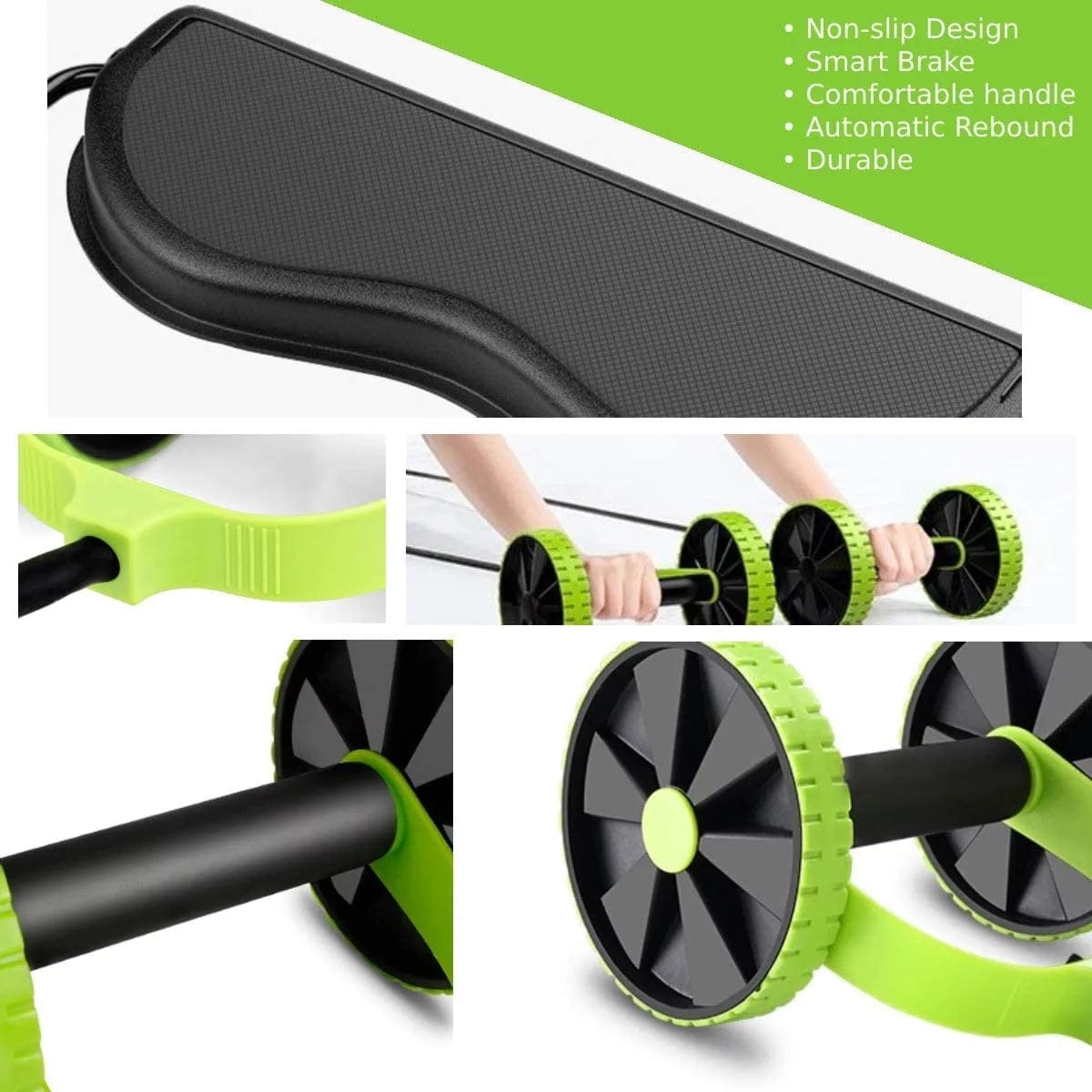 ModaMystique Fitness Green Double Wheeled Roller Double Wheeled Roller - Ultimate AB Workout Tool