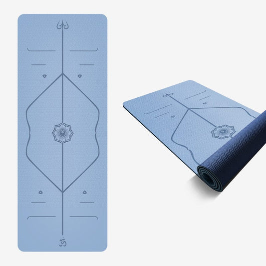 ModaMystique Fitness Blue greyA / M Tpe Yoga mat Premium TPE Yoga Mat with Position Lines