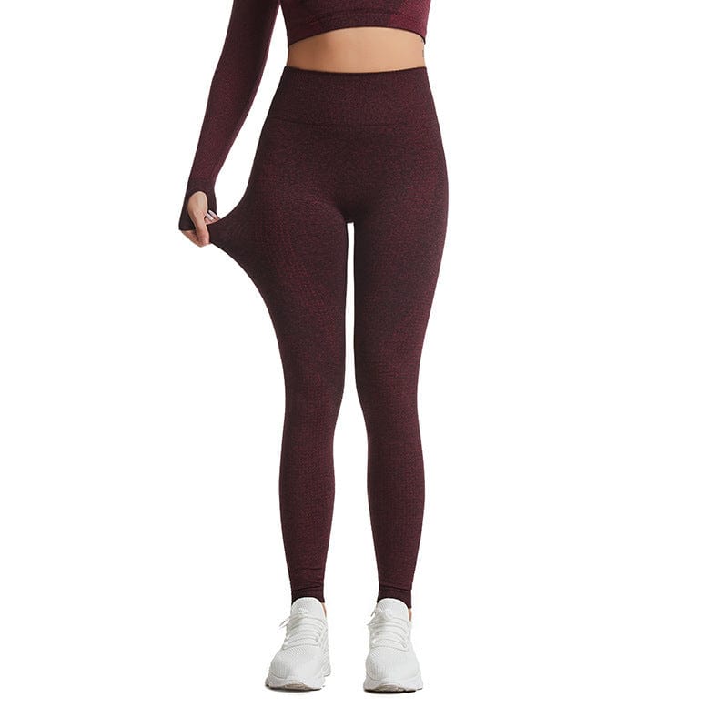ModaMystique Fitness Wine Red / L Seamless Dotted Push Up Yoga Pant Seamless Dotted Push Up Yoga Pant